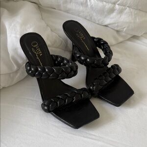 Black Braided Heeled Sandals